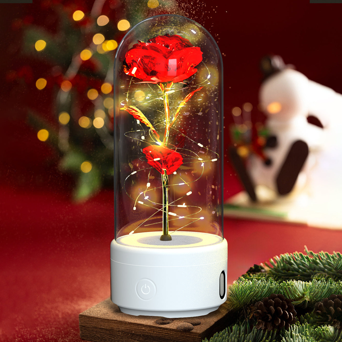 2 In 1 Rose Flower LED Light And Bluetooth Speaker Gift Night Light