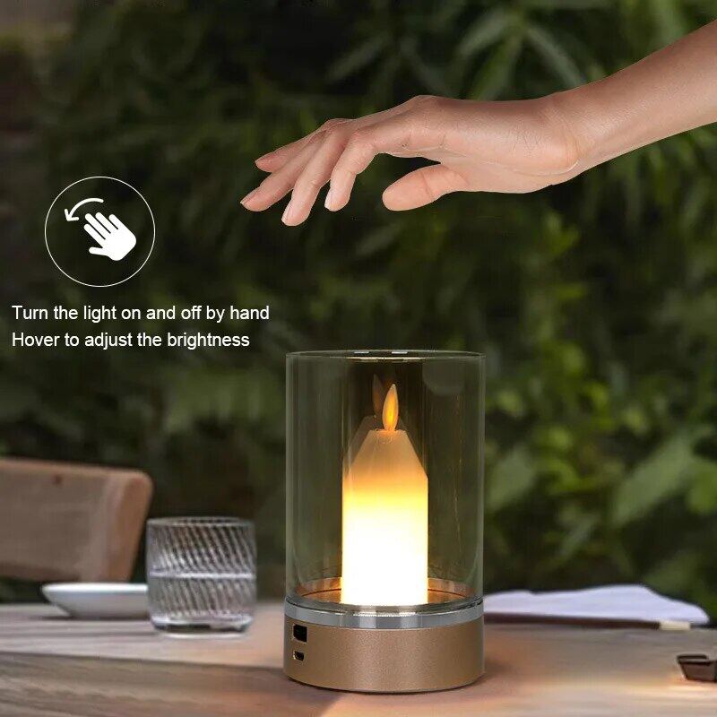 Luz de noche con forma de vela y brillo ajustable sin contacto - Recargable por USB