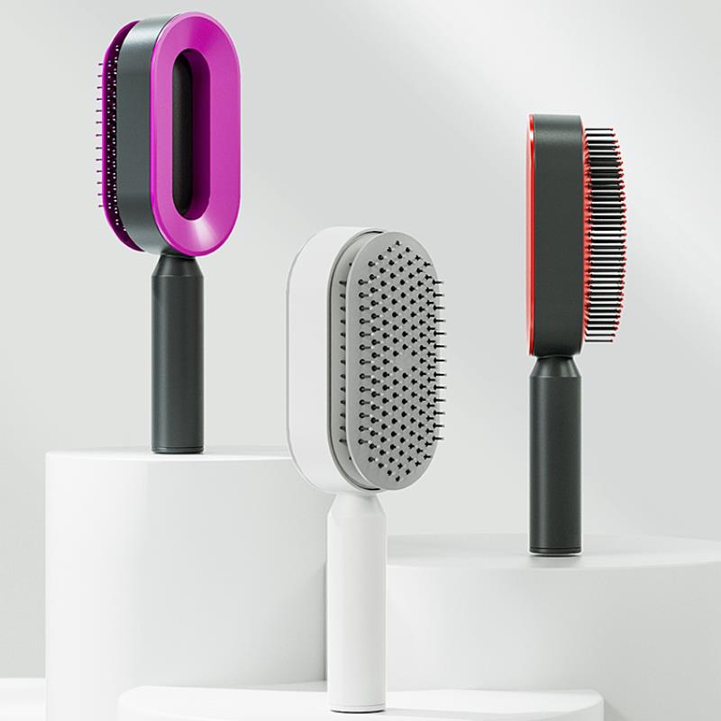 One Click Self Cleaning Hair Brush For All Hair Types