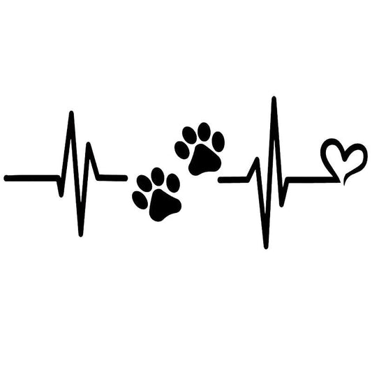 Heartbeat Liveline Love Dog Paw Car Sticker - 25cm