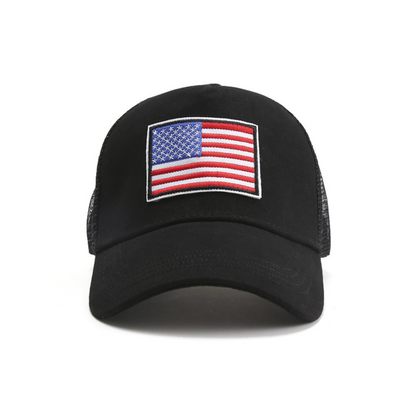 American Flag PAtch Breathable Mesh Hat With Adjustable Strap - USA