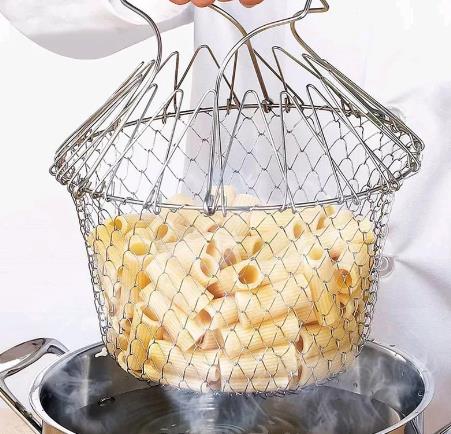 Multi-Use Cooking - Foldable Steel Wire Basket For Kitchen