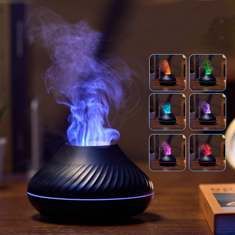 Mini Volcanic Flame Aroma Diffuser Humidifier Lamp 130ml USB