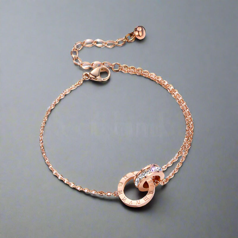 Pulsera de oro rosa con cristales de circonitas