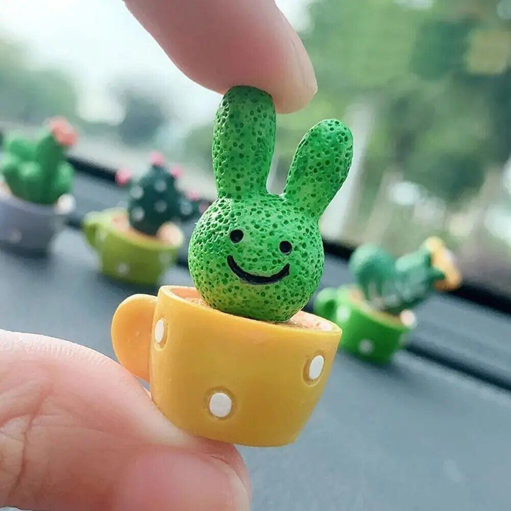 Adornos de cactus de resina Mini adornos de coche en maceta