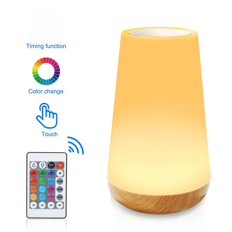 RGB Touch & Remote Control - Wood Base Night Lamp