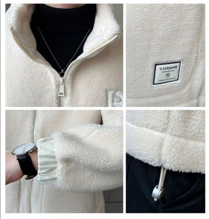 Korean Style Cashmere Cotton-Padded Coat for Men