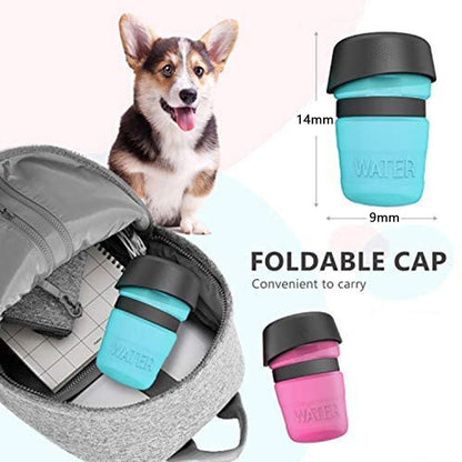 Botella de agua para perros al aire libre con tapa plegable