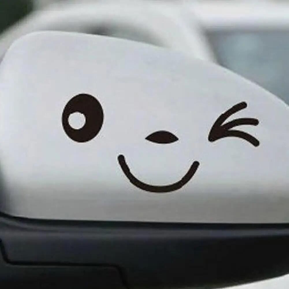 2 Piece 11cm x 5cm Smiling Winky Face Car Sticker