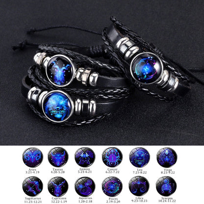 Luminous Zodiac Constellations Rope Bracelet