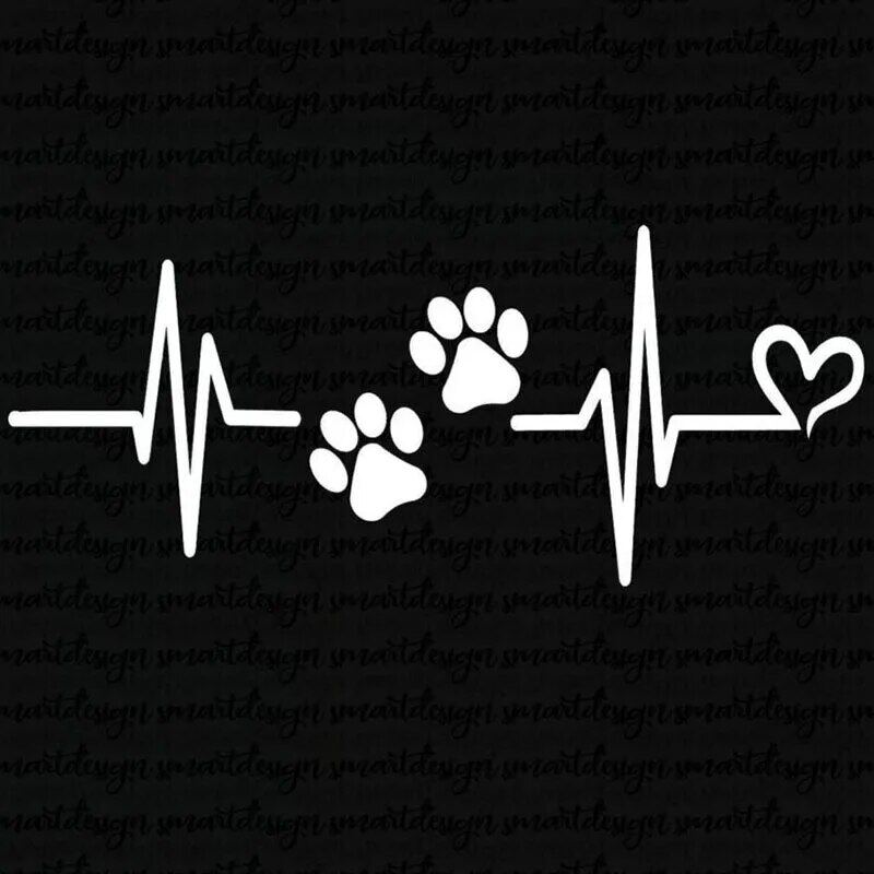 Heartbeat Liveline Love Dog Paw Car Sticker - 25cm