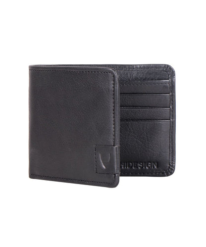 Billetera plegable delgada de cuero negro Buffalo con bloqueo RFID