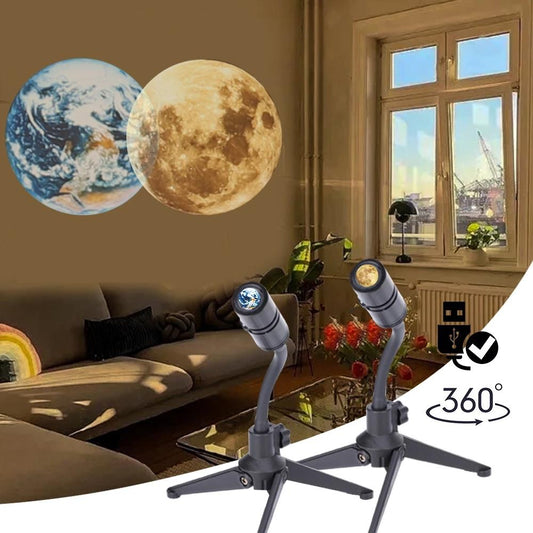 Earth & Moon Tripod Projector Night Light Ambience