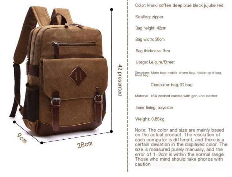 Fashion Canvas Travel laptop Bag Backpack