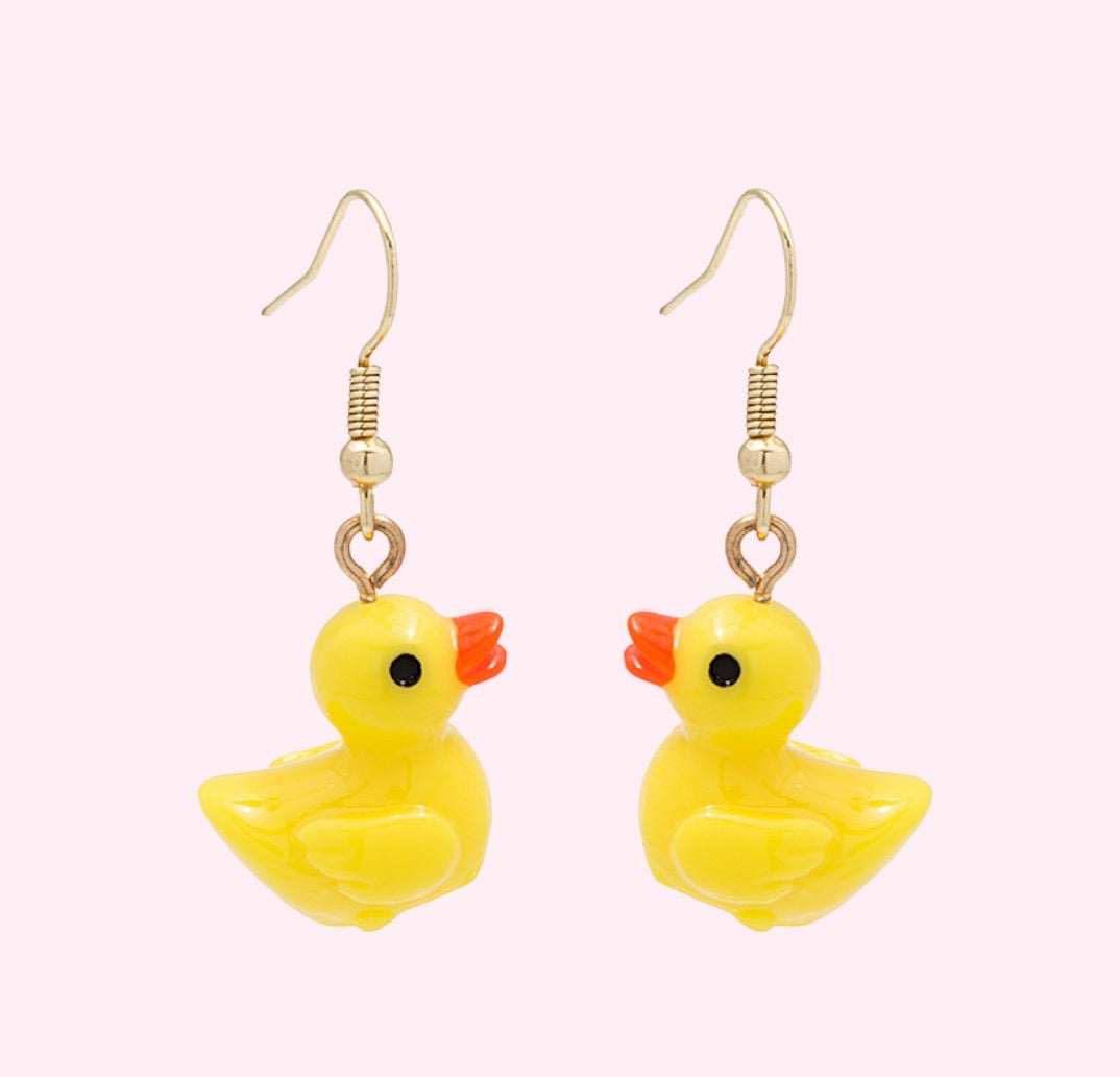 Cute Ceramic Yellow Ducky Earrings