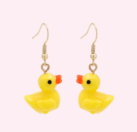 Cute Ceramic Yellow Ducky Earrings