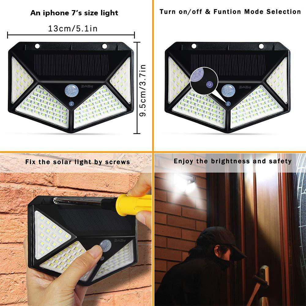 Outdoor Solar Motion Detection LED Wall Lamp - Bright Flood Light