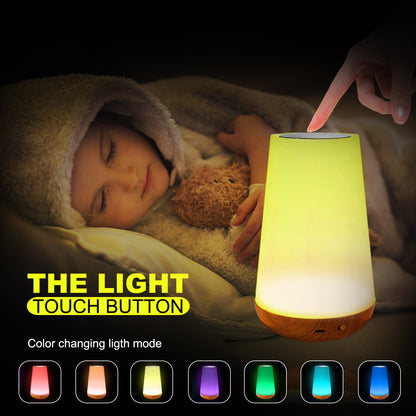 RGB Touch & Remote Control - Wood Base Night Lamp