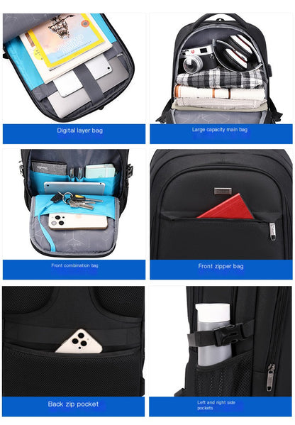 Large-Capacity Casual Backpack - Multi-Functional Business Travel Computer Bag & College Student Schoolbag