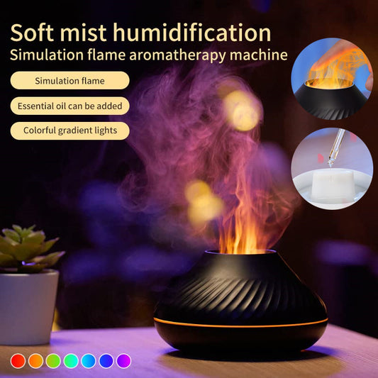 Mini Volcanic Flame Aroma Diffuser Humidifier Lamp 130ml USB