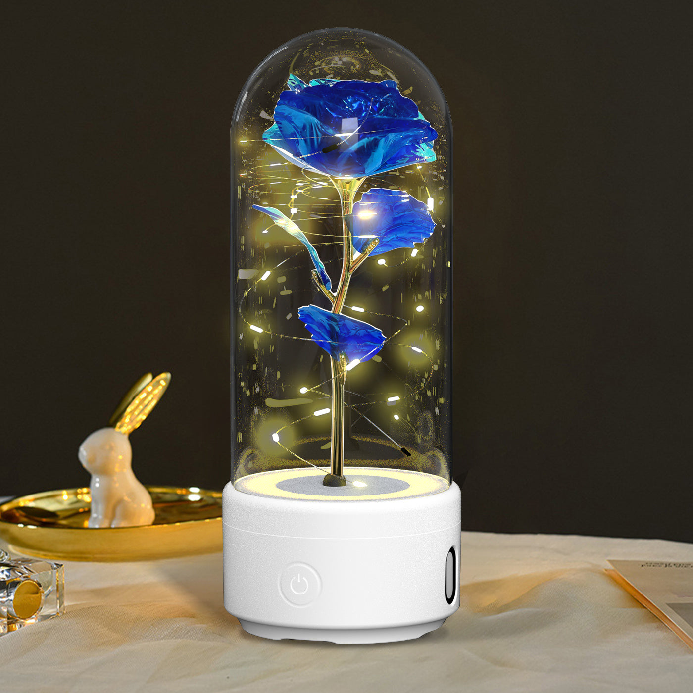 2 In 1 Rose Flower LED Light And Bluetooth Speaker Gift Night Light