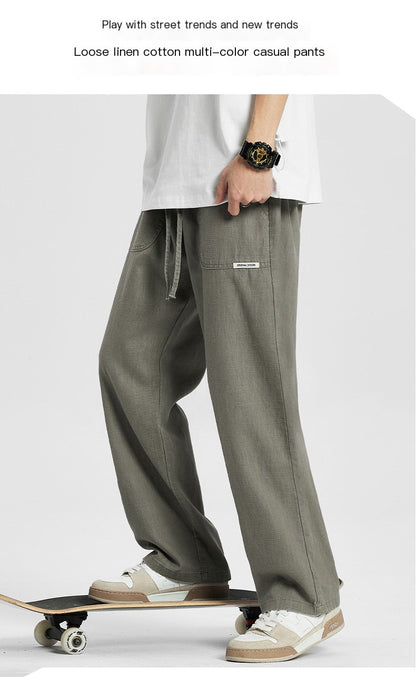 2024 American Style Cotton and Linen Casual Pants