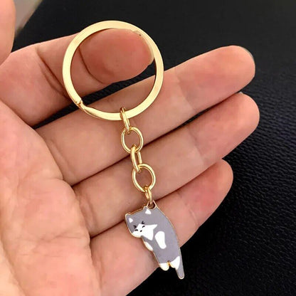 Cute Cat Pet Golden Keychain Key Ring