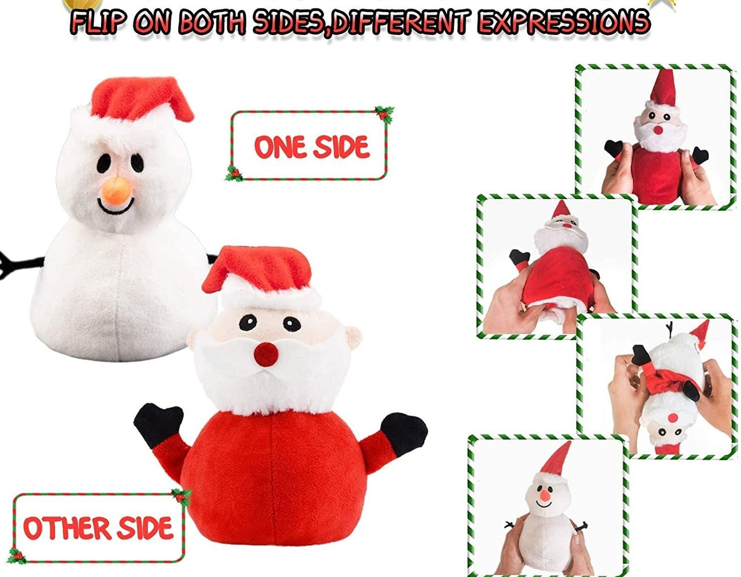 Santa Claus - Snowman Reversible Christmas Plush