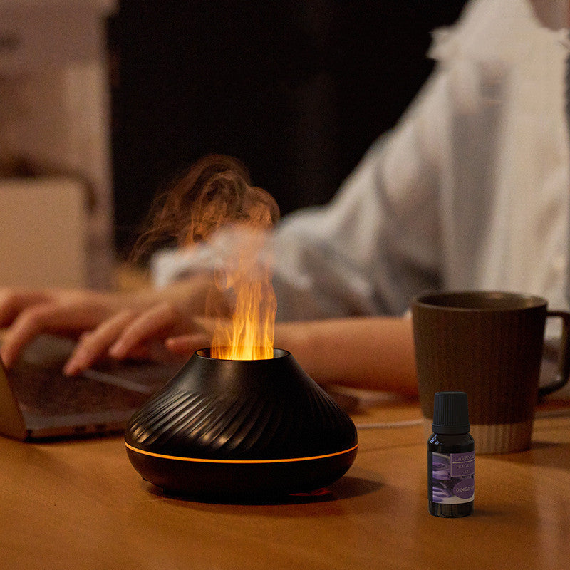 Mini Volcanic Flame Aroma Diffuser Humidifier Lamp 130ml USB