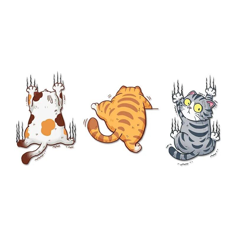 Three Funny Cats Stickers Set