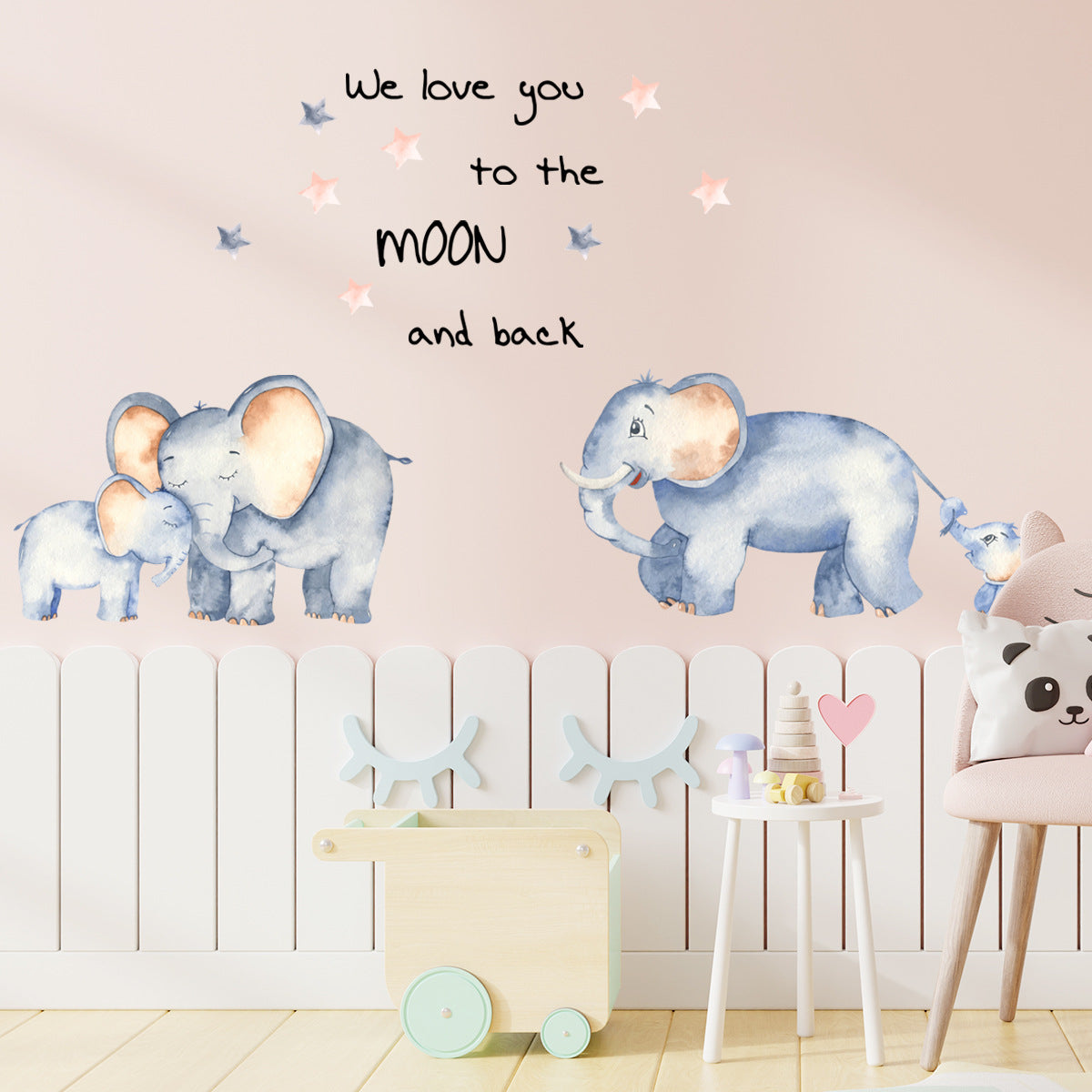 Cartoon Elephant Family Wall Stickers For Kid's Room