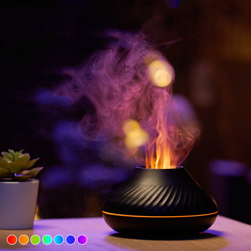 Mini Volcanic Flame Aroma Diffuser Humidifier Lamp 130ml USB