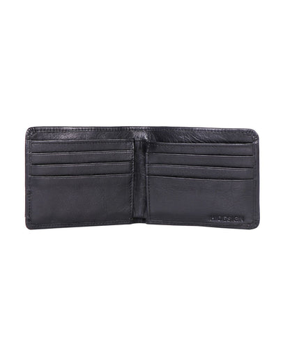 Billetera plegable delgada de cuero negro Buffalo con bloqueo RFID