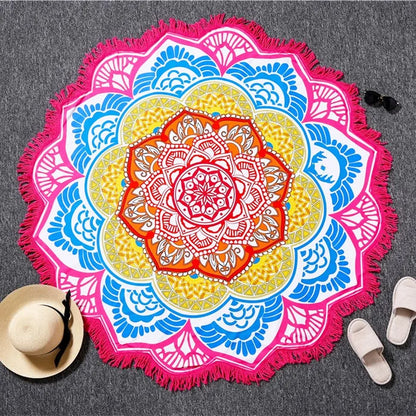 60"in. Mandalla Tassel Round Yoga Towel Mat