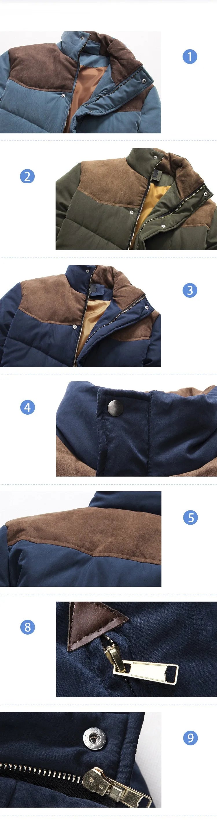 Chaqueta de invierno para hombre, abrigo parka de invierno acolchado con cuello cálido 