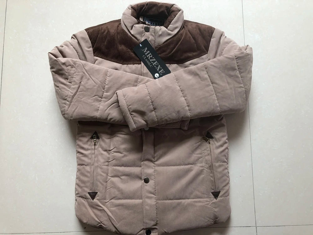 Chaqueta de invierno para hombre, abrigo parka de invierno acolchado con cuello cálido 