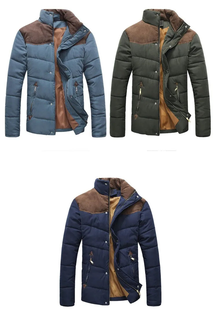 Winter Jacket Men Warm Collar Padded Winter Parka Coat