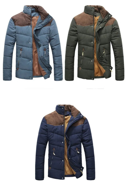 Winter Jacket Men Warm Collar Padded Winter Parka Coat