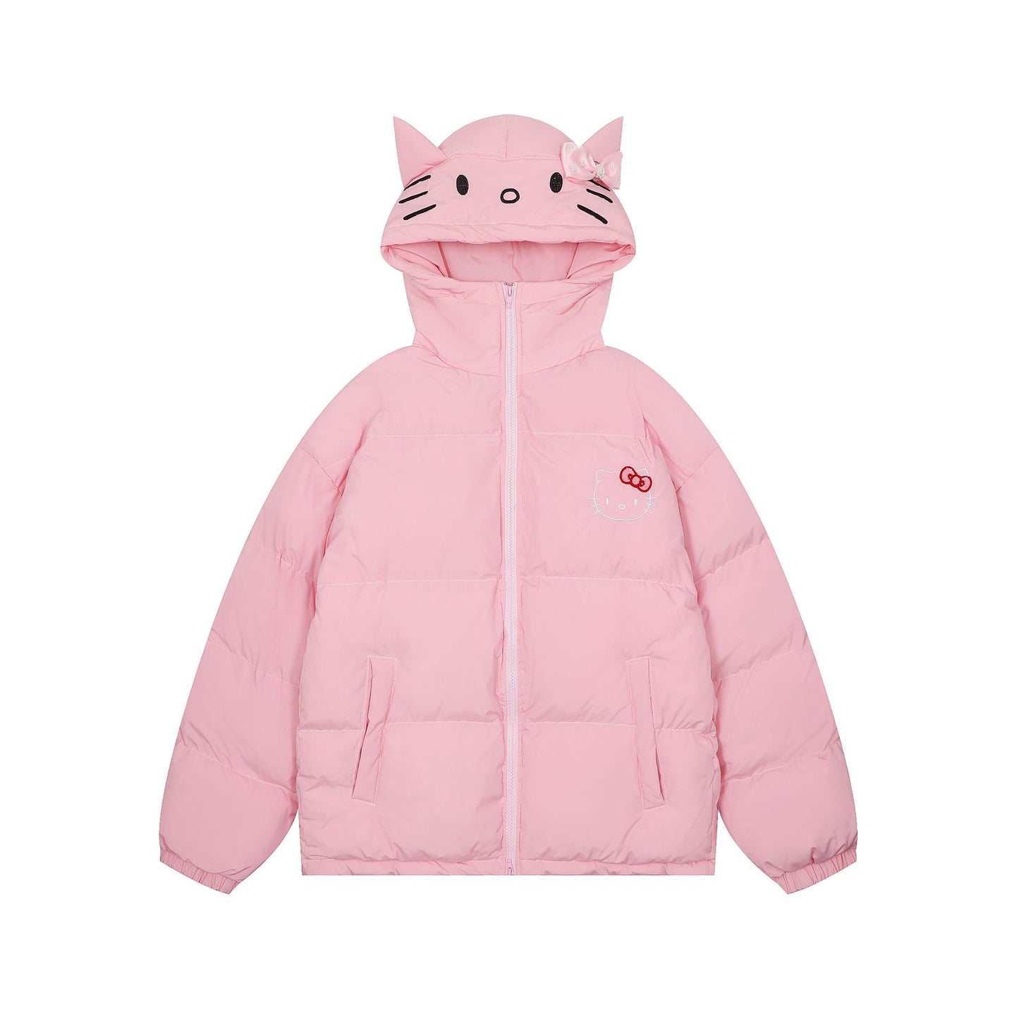 Hello Kitty Embroidered Cotton Puff Padded Hoodie