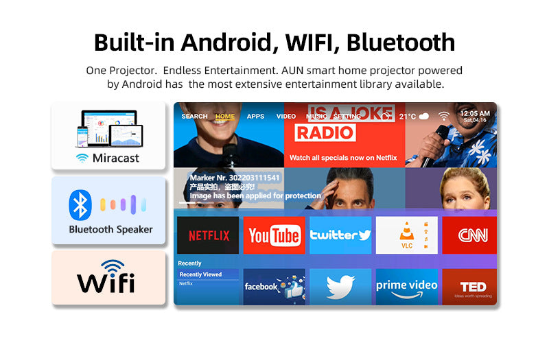 A002 Proyector Inteligente Bluetooth WIFI Mini Cine