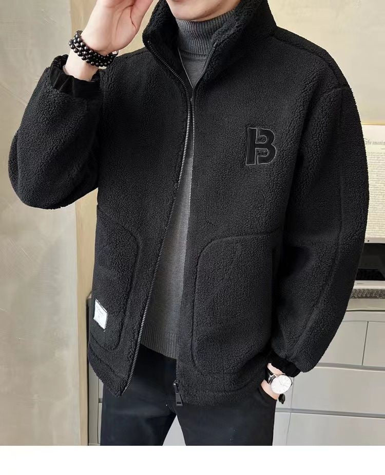 Korean Style Cashmere Cotton-Padded Coat for Men