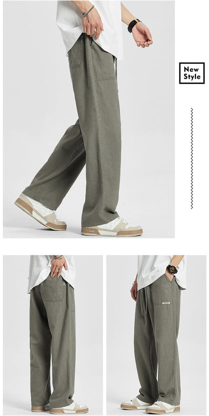 2024 Pantalones casuales de algodón y lino estilo americano 