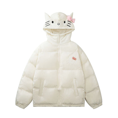 Hello Kitty Embroidered Cotton Puff Padded Hoodie