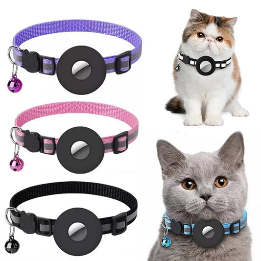 Reflective Pet Collar Waterproof Holder Case for Airtag/ Location Device + Mini Bell