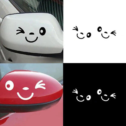 2 Piece 11cm x 5cm Smiling Winky Face Car Sticker