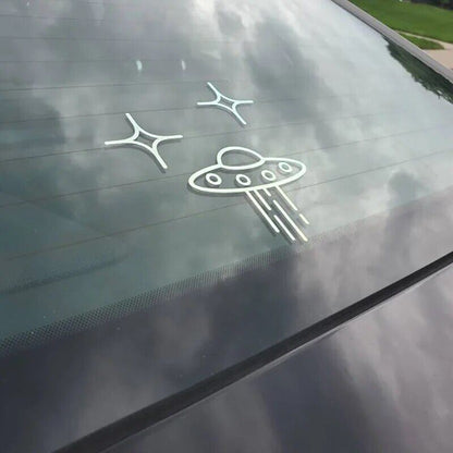 UFO Car Stickers Space Alien Windshield Interior Stickers