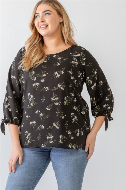 Blusa casual con estampado floral de talla grande de Zenobia