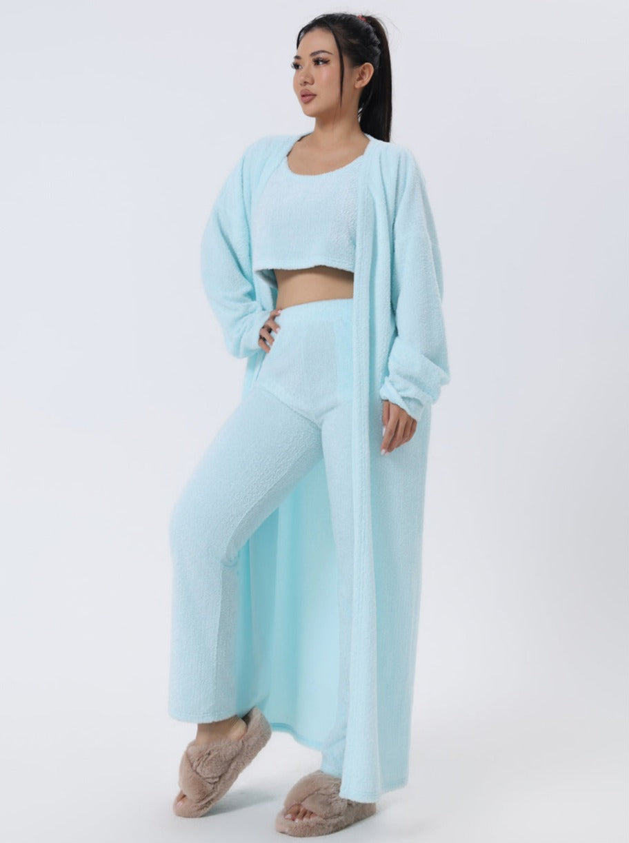 Cozy 3-Piece Matching Fuzzy Pajama Lounge Set