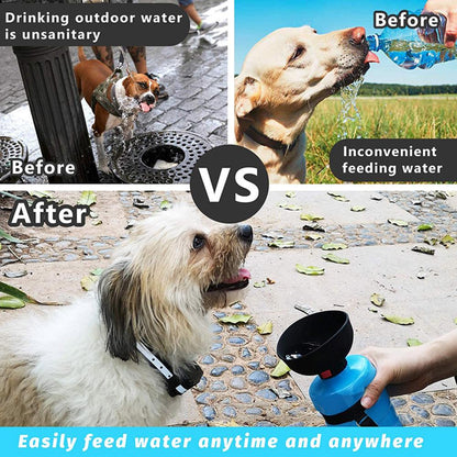 Botella de agua para perros al aire libre con tapa plegable