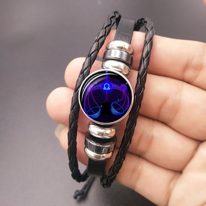 Pulsera de cuerda con constelaciones luminosas del zodíaco